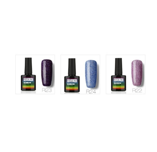 Sans clous, longue tenue, non toxique, vernis à ongles, colle de photothérapie ROSALIND, système arc-en-ciel étoilé.