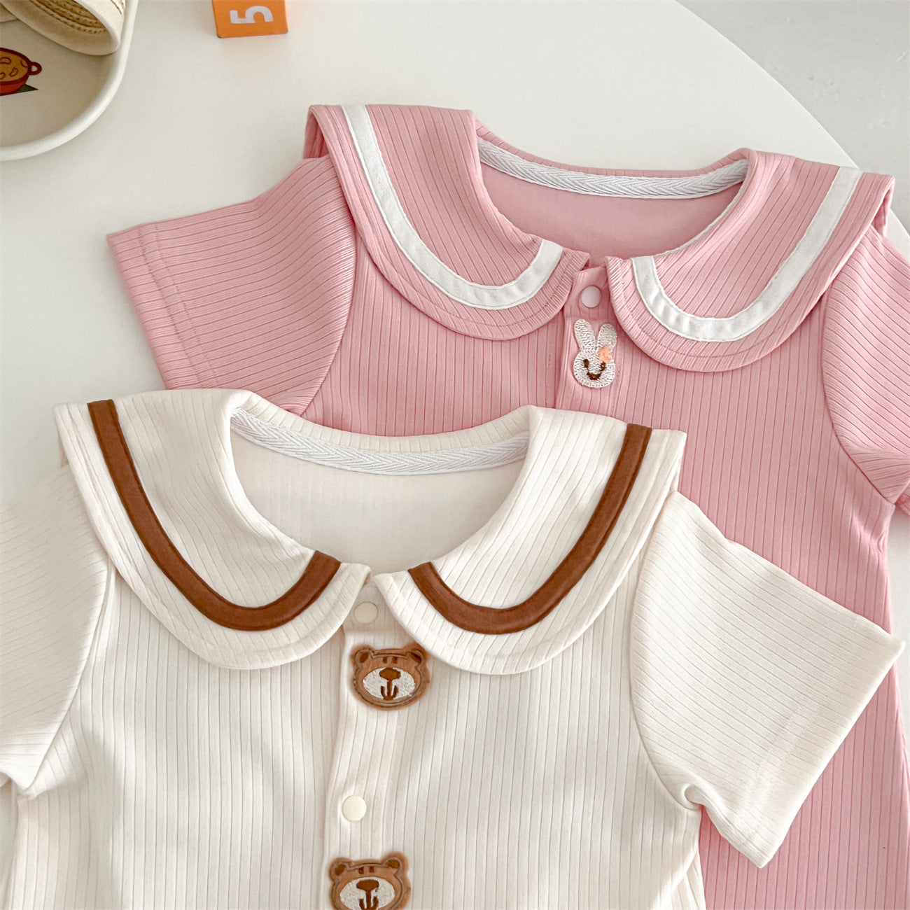 Baby Bear Rabbit Ear Jumpsuit Summer Sunken Stripe Cotton Going Out Clothes