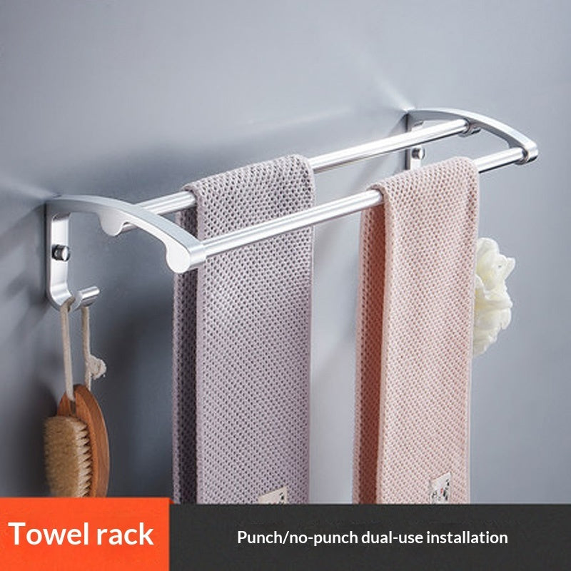 Porte-serviettes de bain en aluminium spatial, étagère de rangement de salle de bain, ensemble de 6 pièces