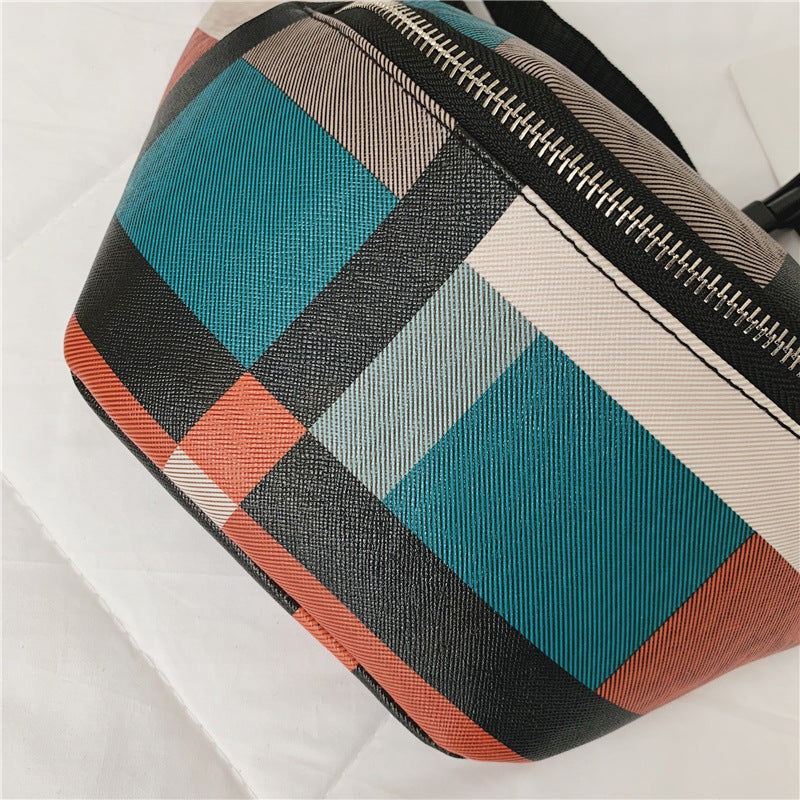 Fashion Pu Check Ladies Chest Bag Waist Bag
