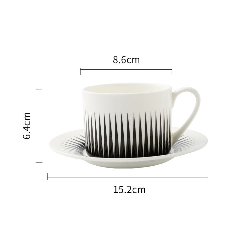 Coffee Cup Dish Suit Nordic Black And White Geometry European Creative Simple English Afternoon Tea Lovers Ceramic Cup
