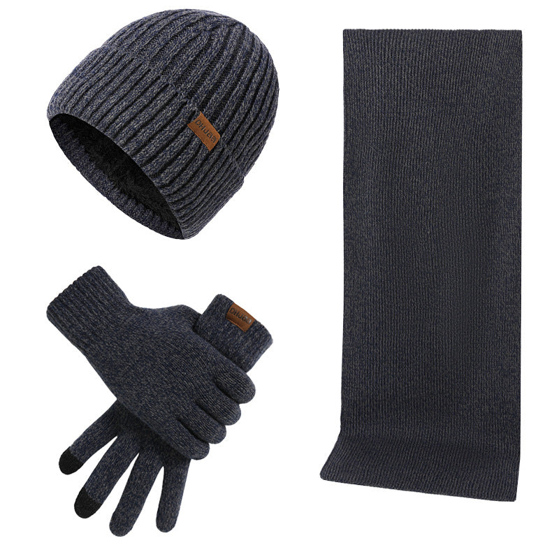 Ensemble Bonnet Tricoté Thermique, Écharpe et Gants Trois Pièces