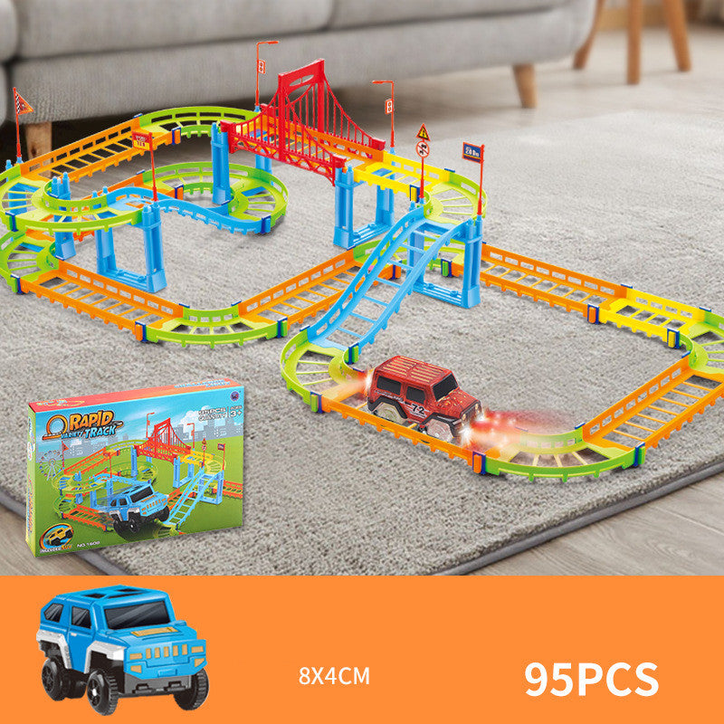 Children's Assembled Rail Car Toy Electric DIY High-speed