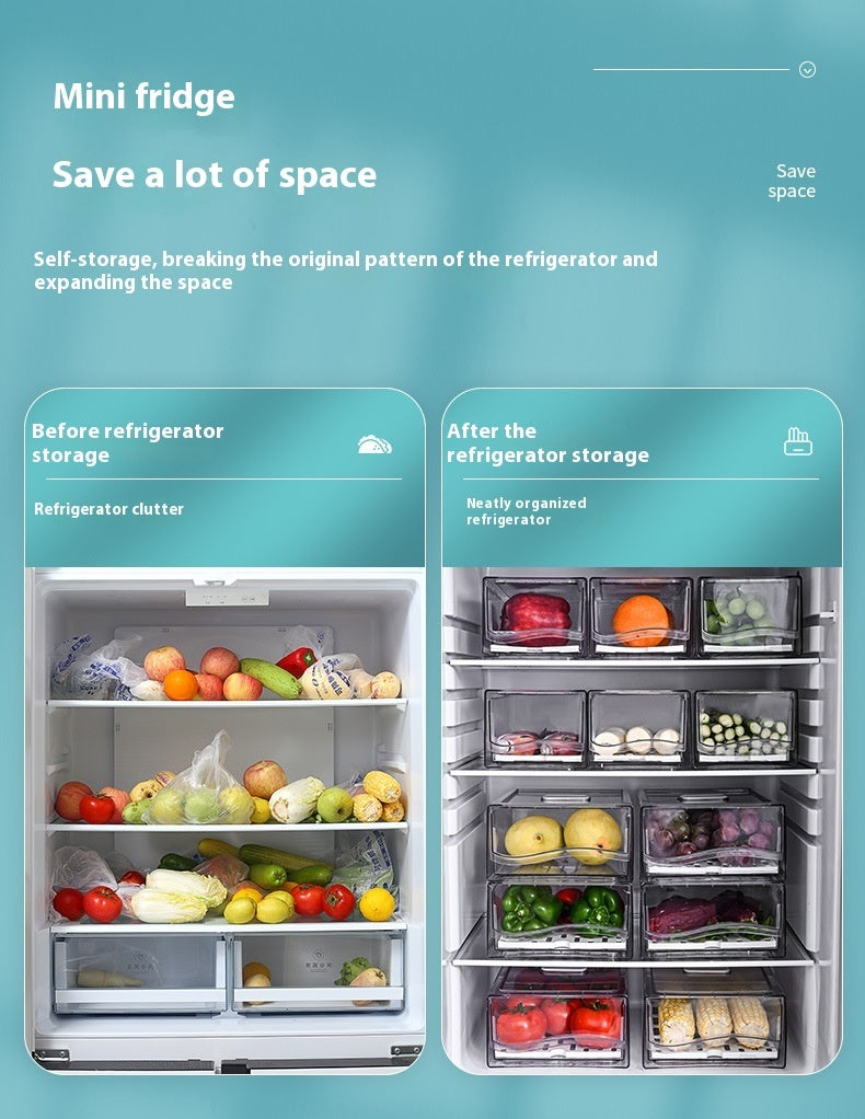 Boîte de rangement pour réfrigérateur de cuisine avec tiroir et bac à légumes