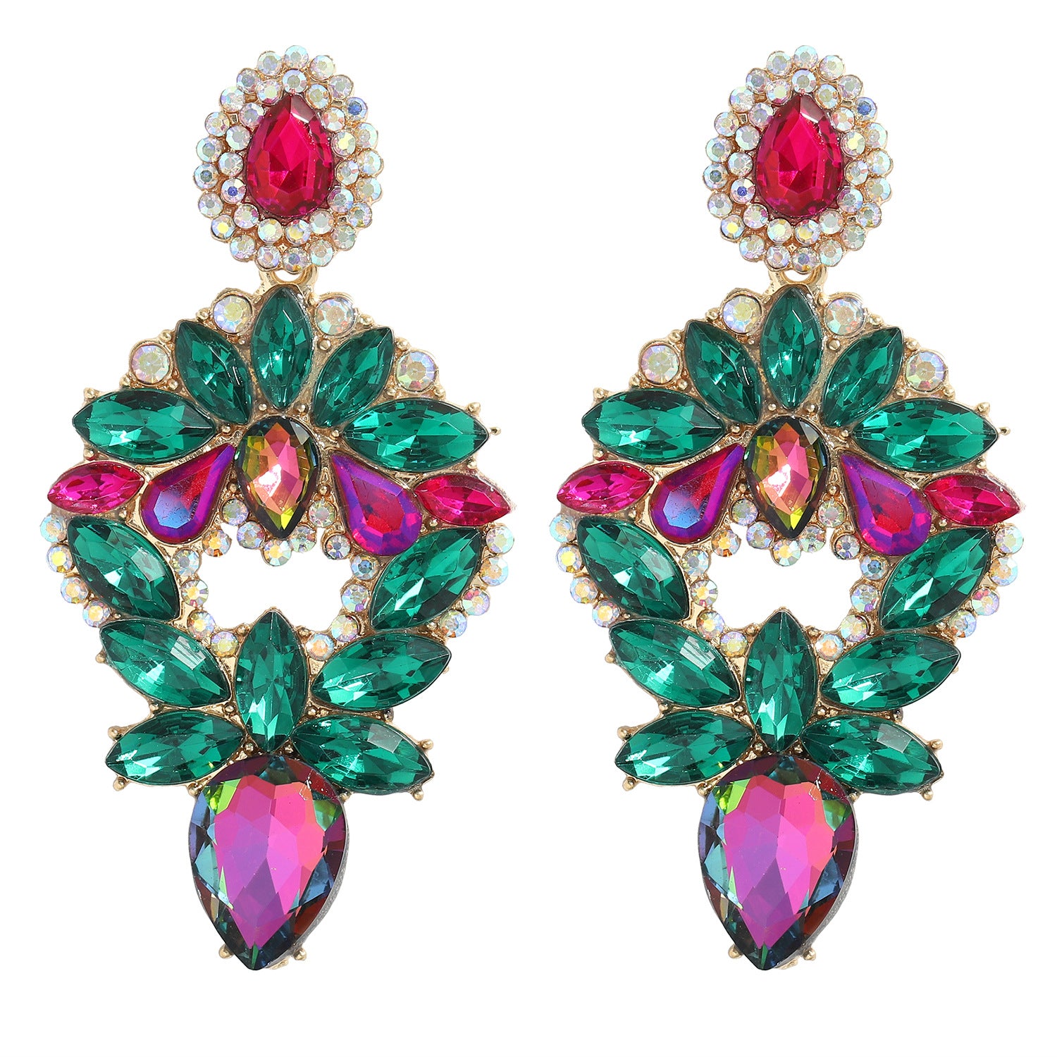 Boucles d'oreilles pendantes fantaisie brillantes en alliage pour femme