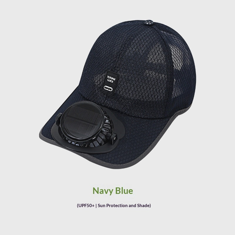 Breathable Mesh Cap With A Solar-powered Fan