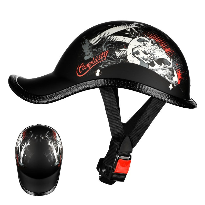 Electric Battery Motorcycle Helmet Retro Safety Protection Half Helmet