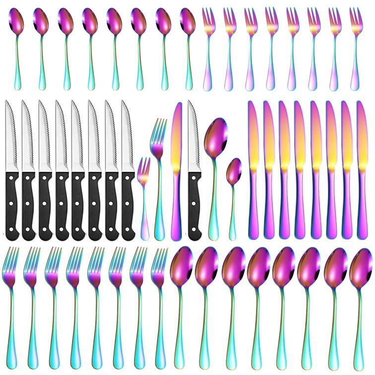 Stainless Steel Tableware 48 Pieces Suit Steak Knife Fork And Spoon