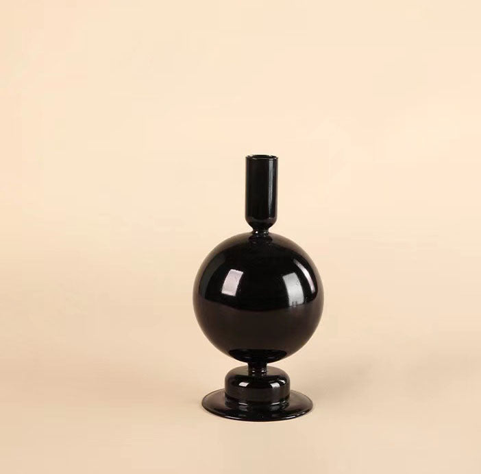 Black Glass Candlestick Nordic Romantic French Home Soft Decoration