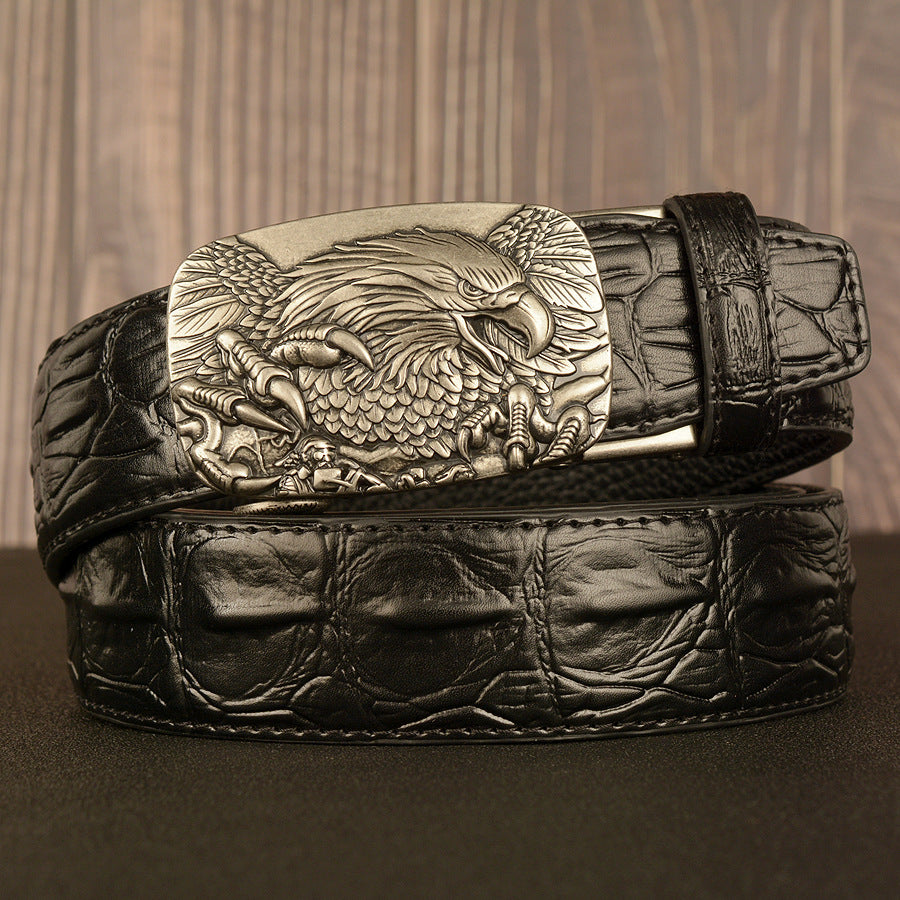 Ceinture en cuir double pour homme avec boucle automatique