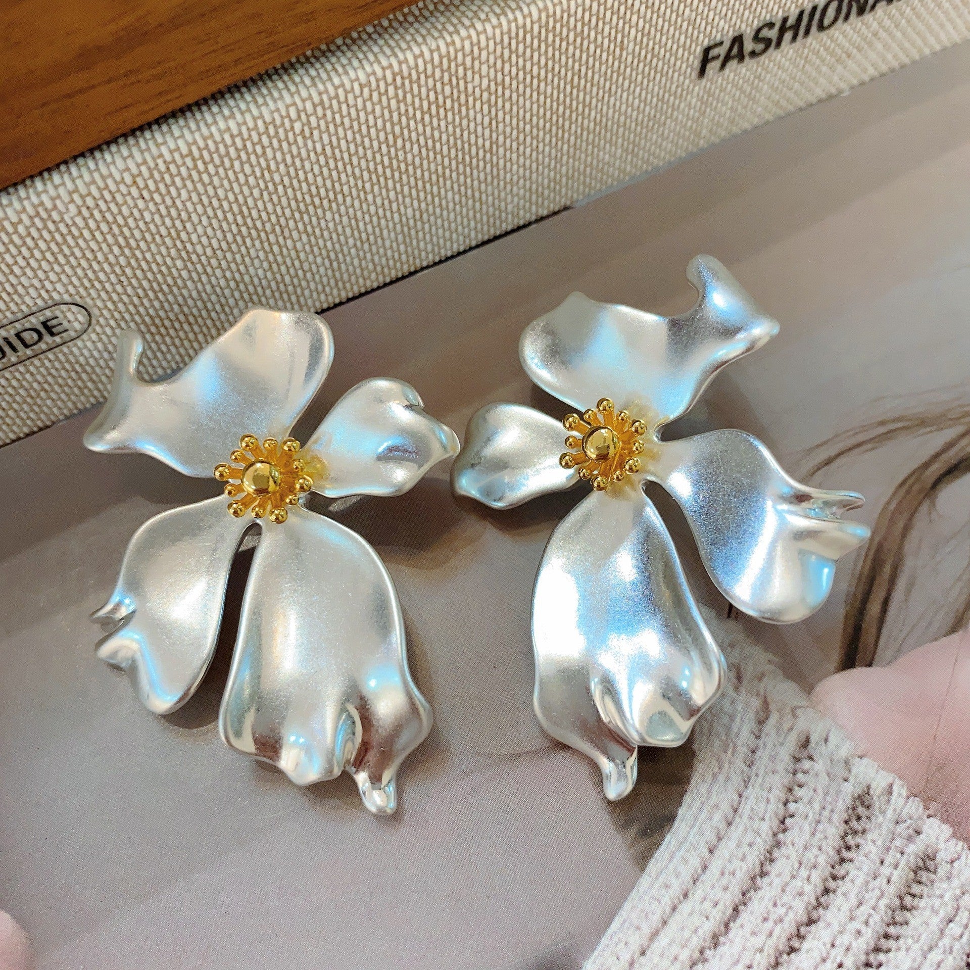 Metal Petals Irregular Generous Earrings
