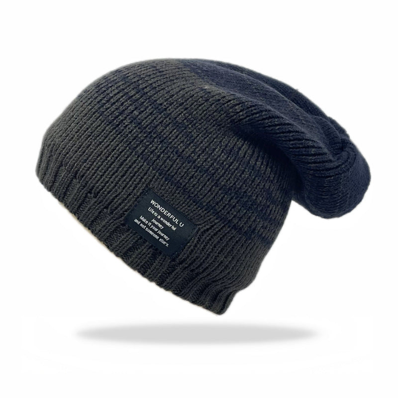 Mixed Color Plus Fluff Knitted Hat Unisex