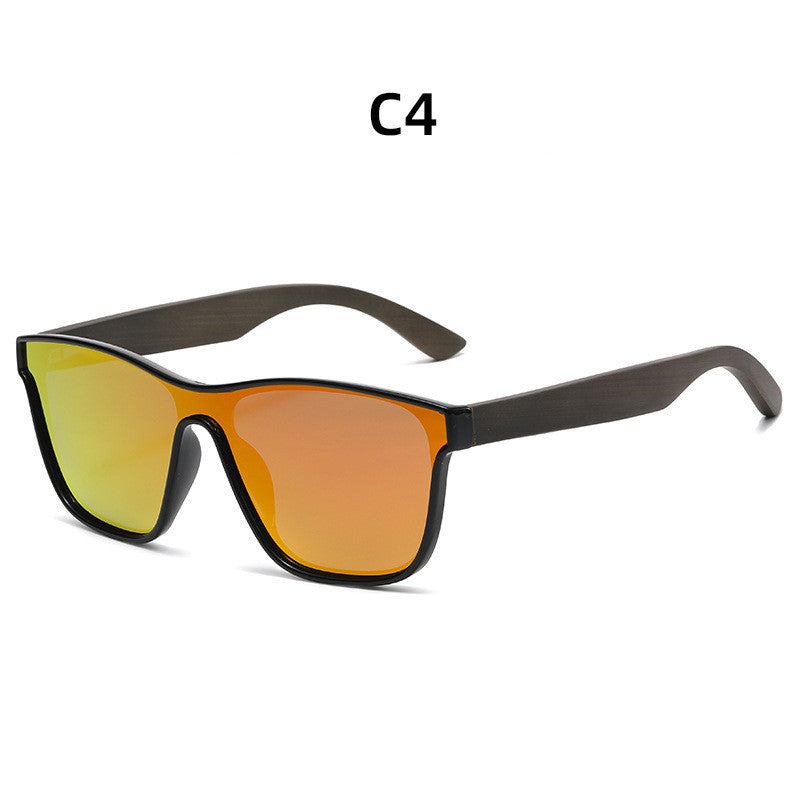 Lunettes de soleil polarisées avec verres colorés, monture en bambou et branches en bois, style unisexe
