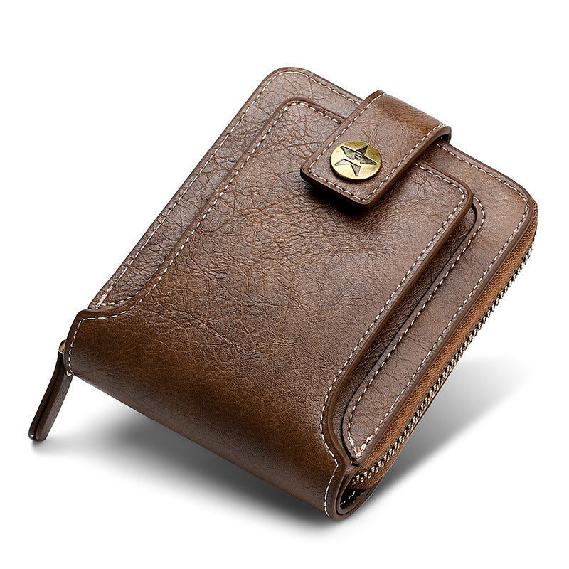 Portefeuille Homme Rétro Horizontal Zippé Monnaie