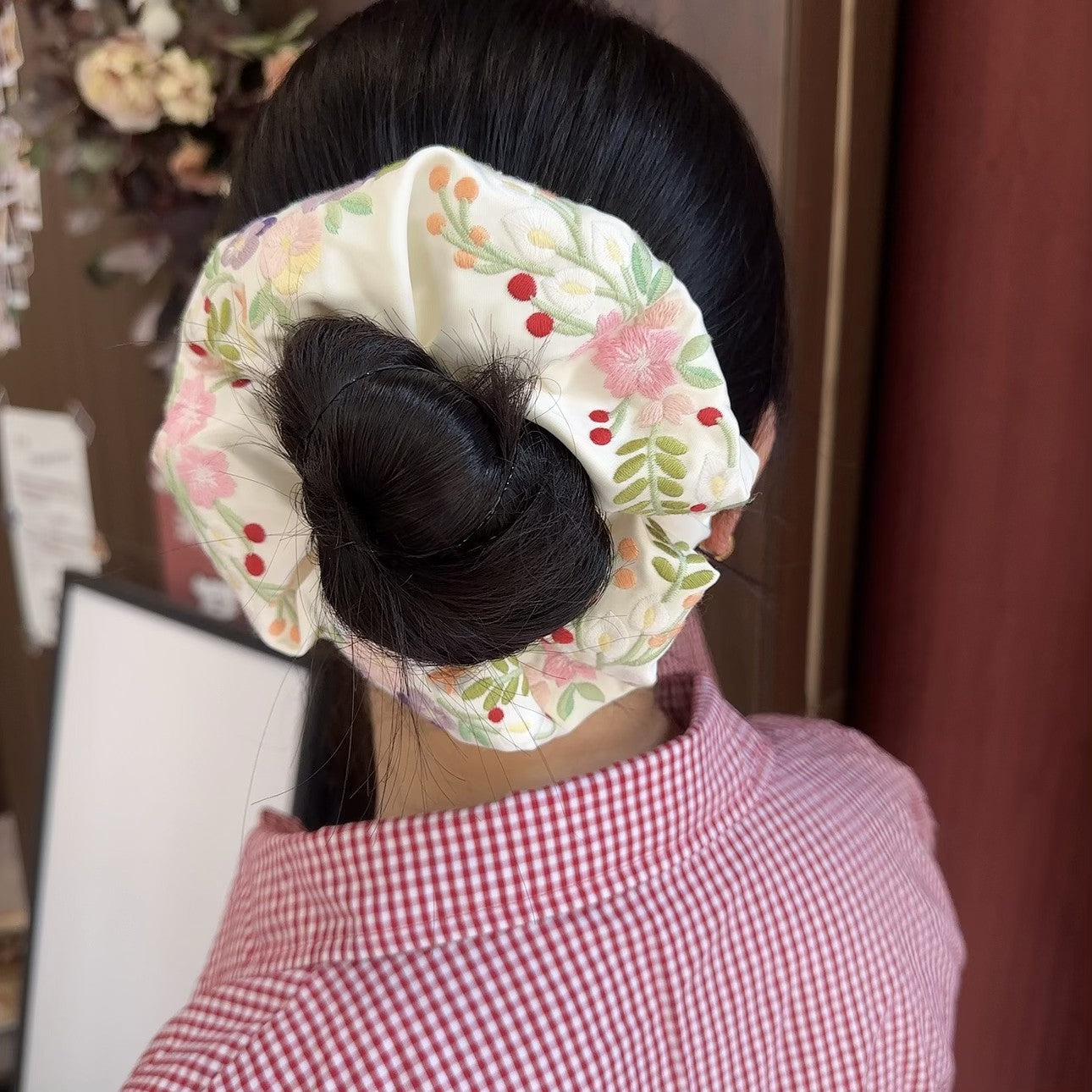 Nouvel anneau de cheveux brodé de haute qualité de style chinois
