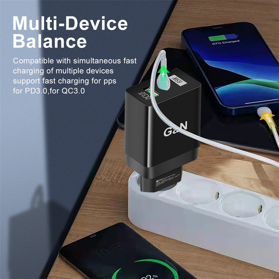 65W GaN PD Fast Charging Mobile Phone Charger