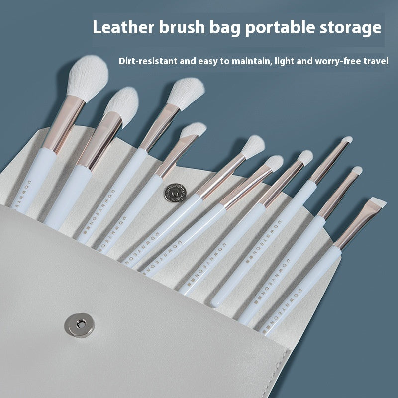 10 pinceaux de maquillage portables en fibre de laine
