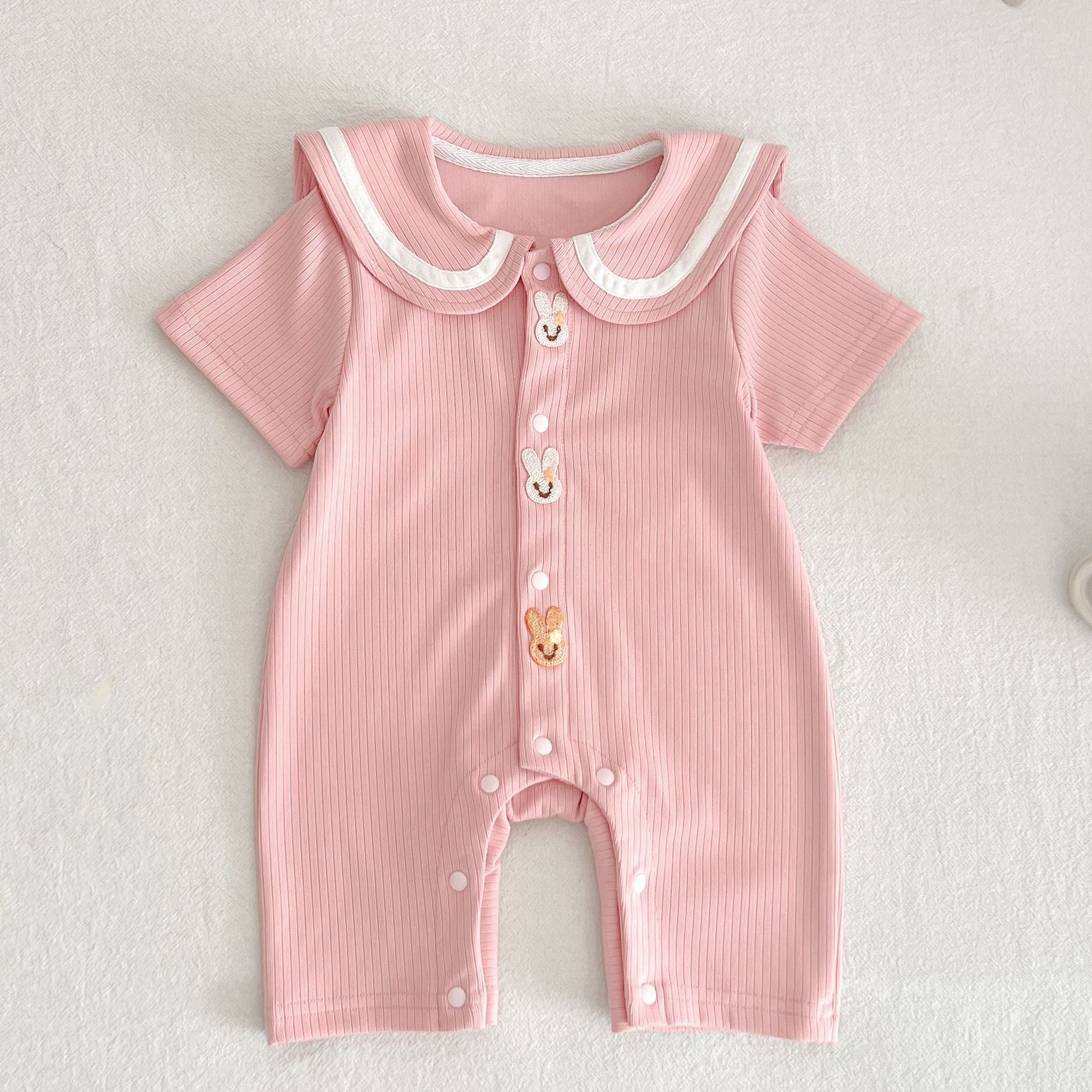 Baby Bear Rabbit Ear Jumpsuit Summer Sunken Stripe Cotton Going Out Clothes