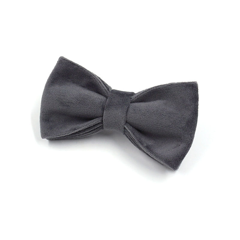 Dark Grey Velvet Pet Collar Leash