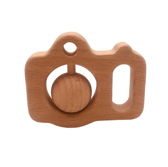 Baby Wooden Rattles, Raw Wooden Toys, Silicone Beads Color Enlightenment Education, Chewable Toys