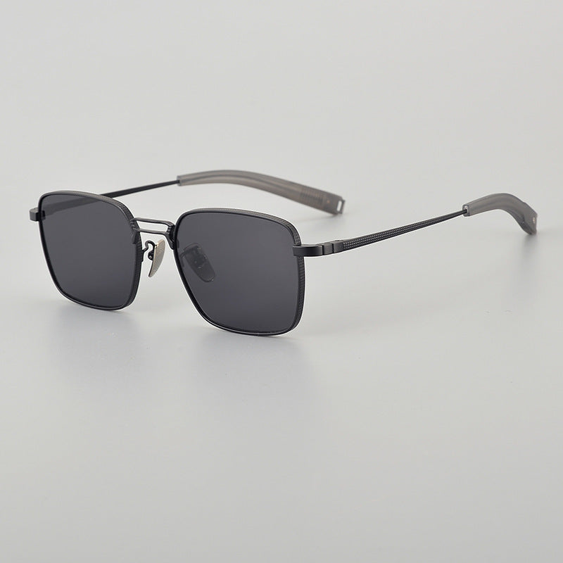 Lunettes de Myopie Homme à Monture Carrée en Titane Pur, Double Barre, Style Tendance