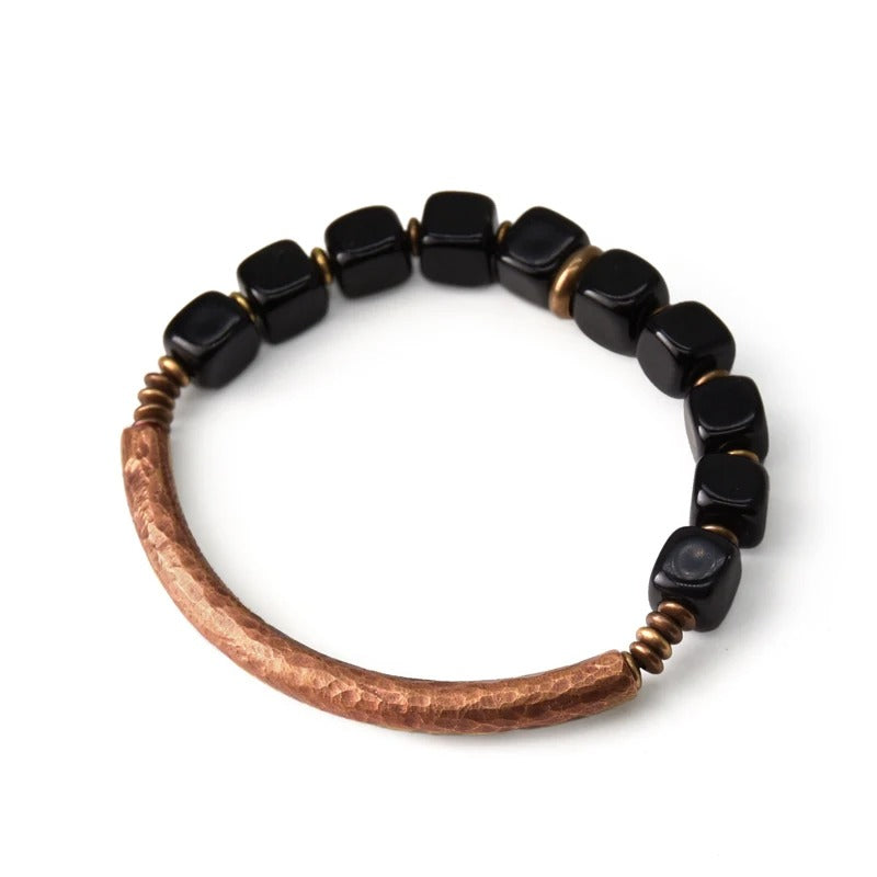 Bracelet Obsidienne Cube pour Femme