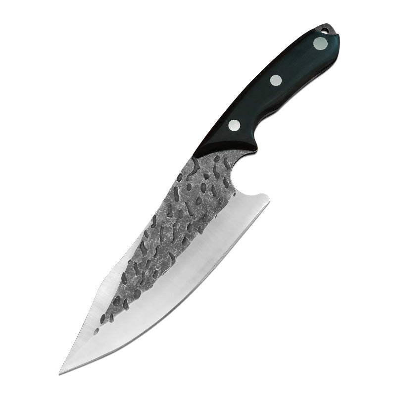 Hand-forged Hammer Pattern Boning Knife Black Color Wood Replaceable Blade Knife