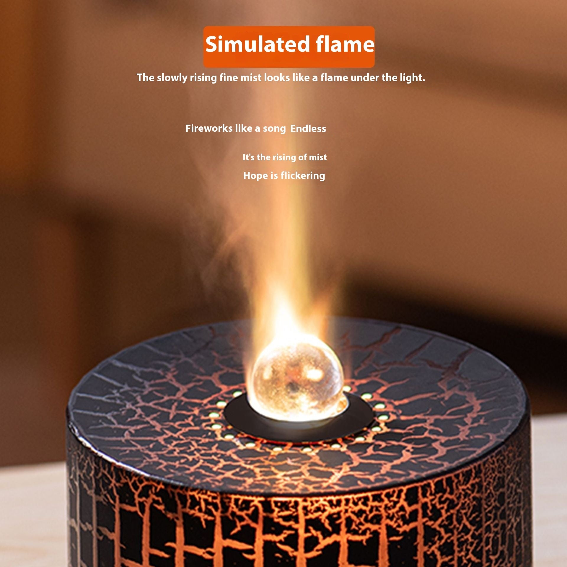 Diffuseur d'arôme humidificateur d'air à perles de flamme de simulation colorées