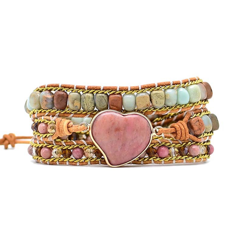 Bracelet enroulé multi-couches cœur irrégulier fantaisie