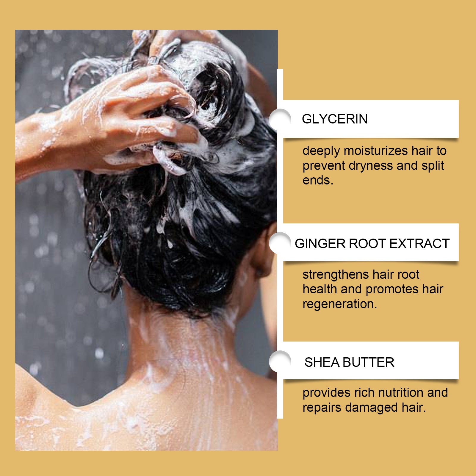 Shampoing Solide au Gingembre Nettoyage du Cuir Chevelu Anti-frisottis