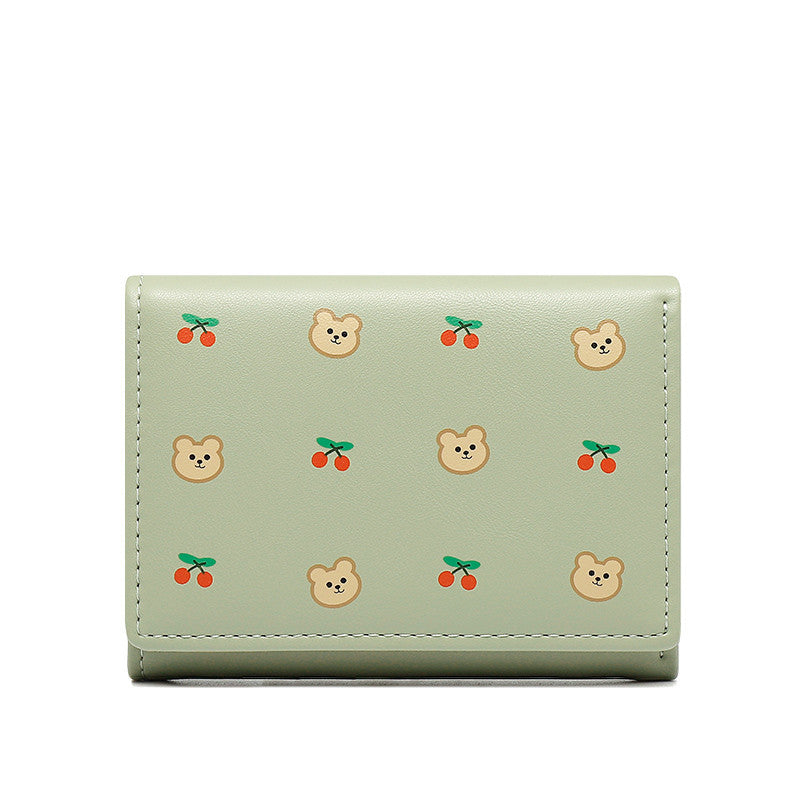 Short Wallet Cute Bear Cherry Mini