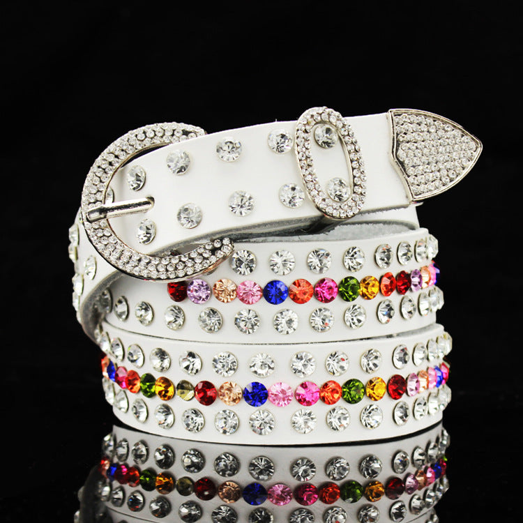 Ceinture en cuir pour femme ornée de strass