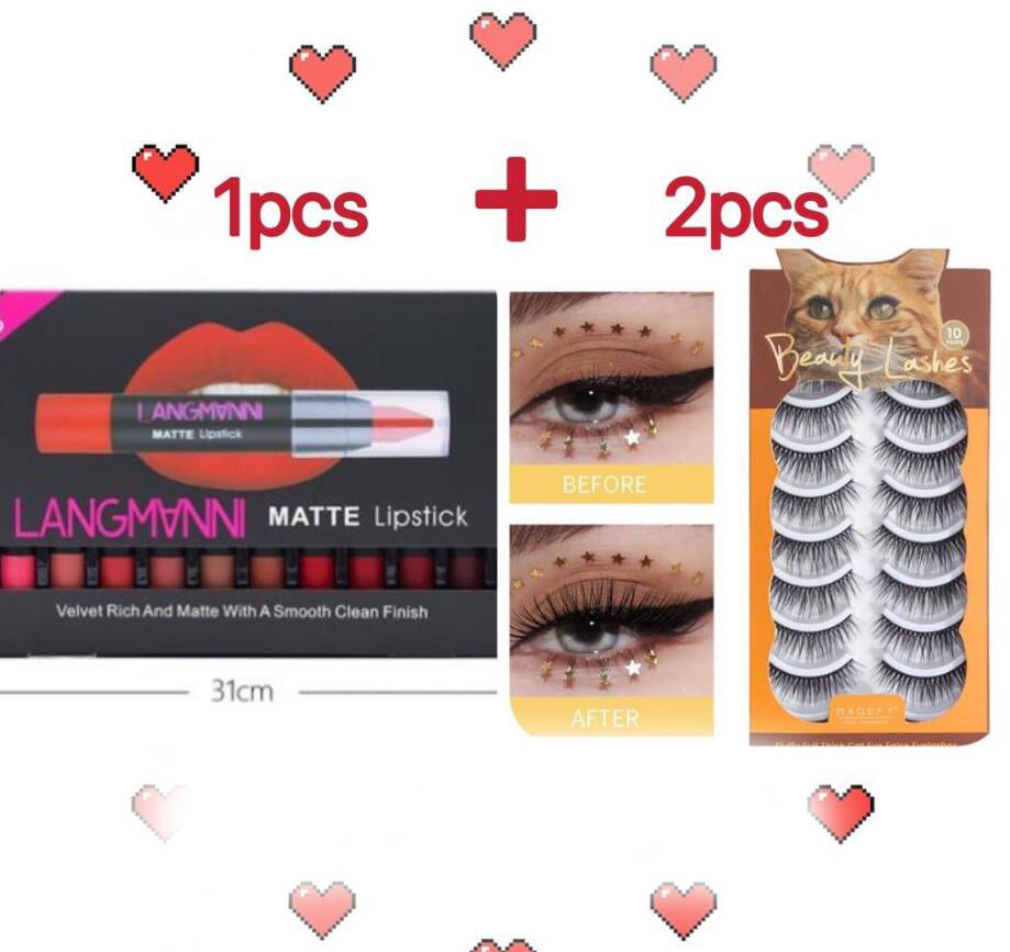 Fournitures de Beauté 10 Paires de Faux Cils Naturels en Boîte