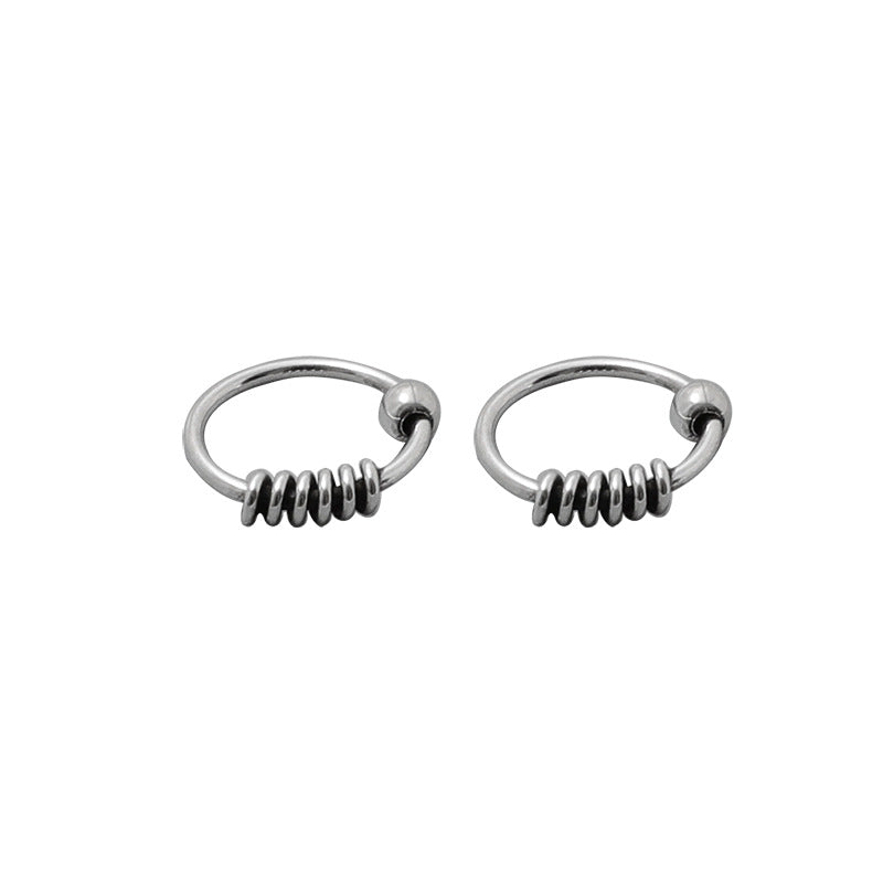 Distressed Small Silver Earrings Twined Unisex