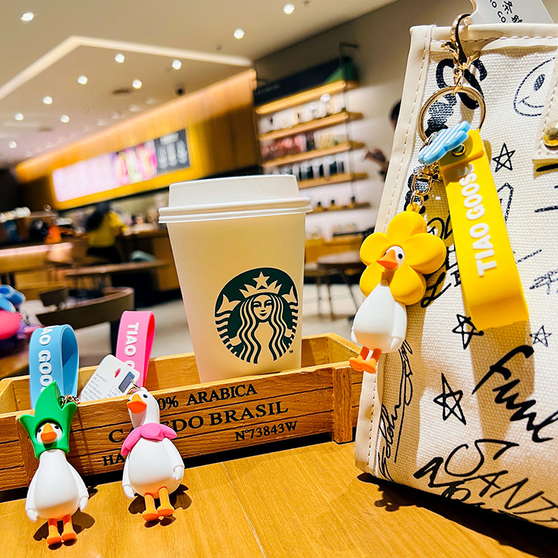 Cute Cartoon A Goose Keychain Fashion Student Pendant Personality Schoolbag