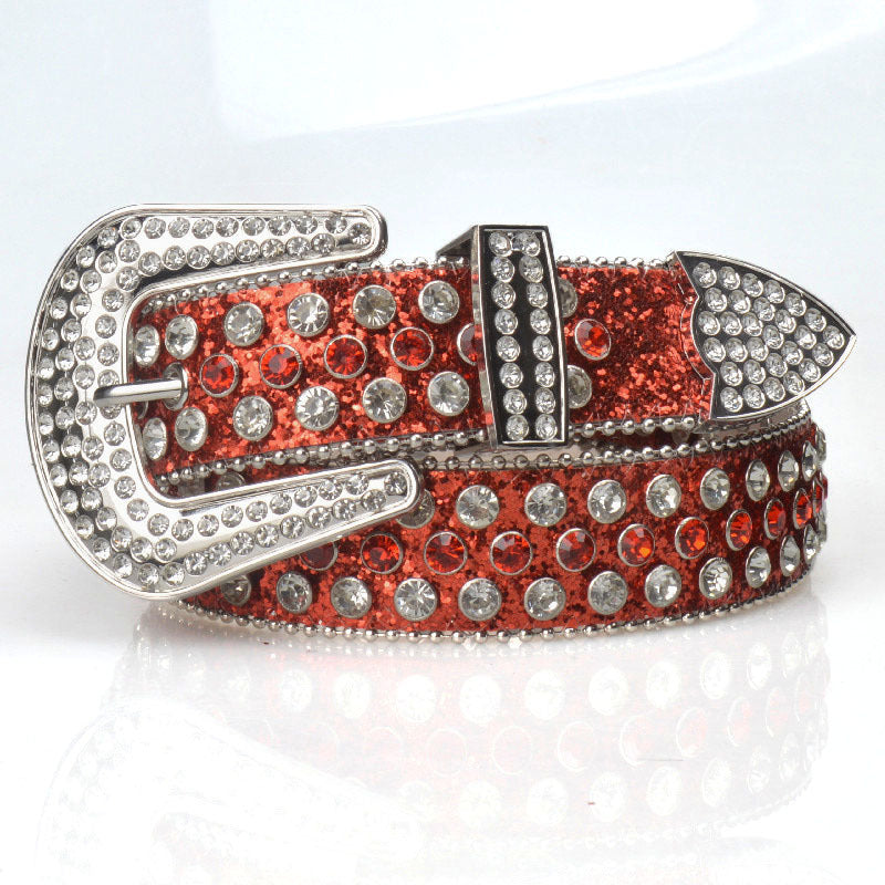 Ceinture pour femmes, boucle ardillon, strass, extension