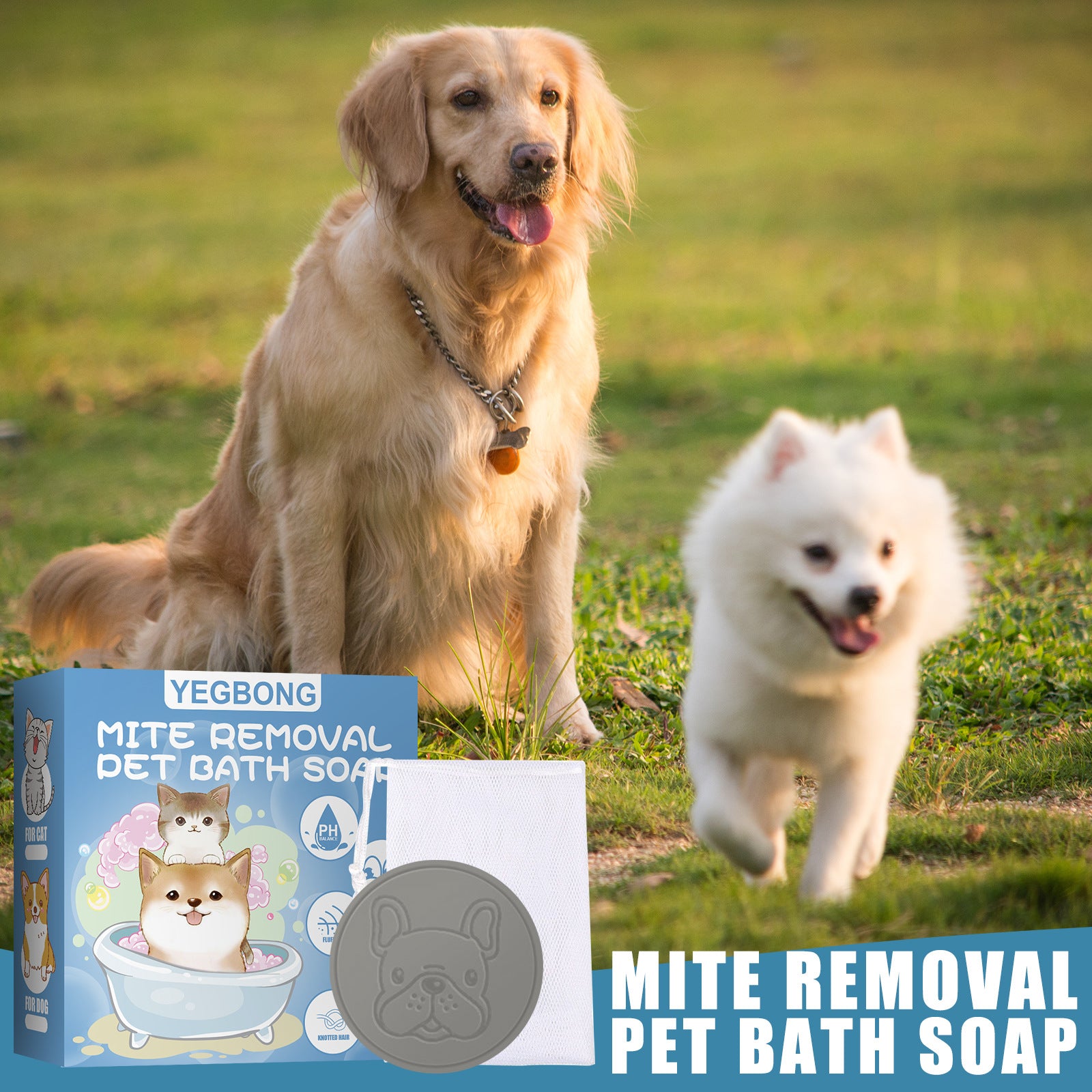 Savon de bain anti-acariens pour animaux de compagnie Stérilisation Chien Chat Déodorant corporel Nettoyage Fournitures de bain