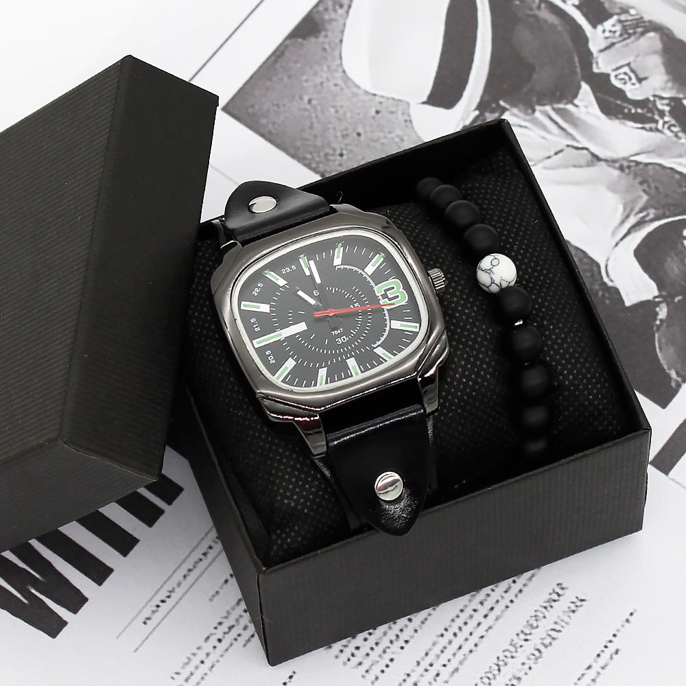 Ensemble Bracelet et Ceinture Homme Montre à Quartz Tendance