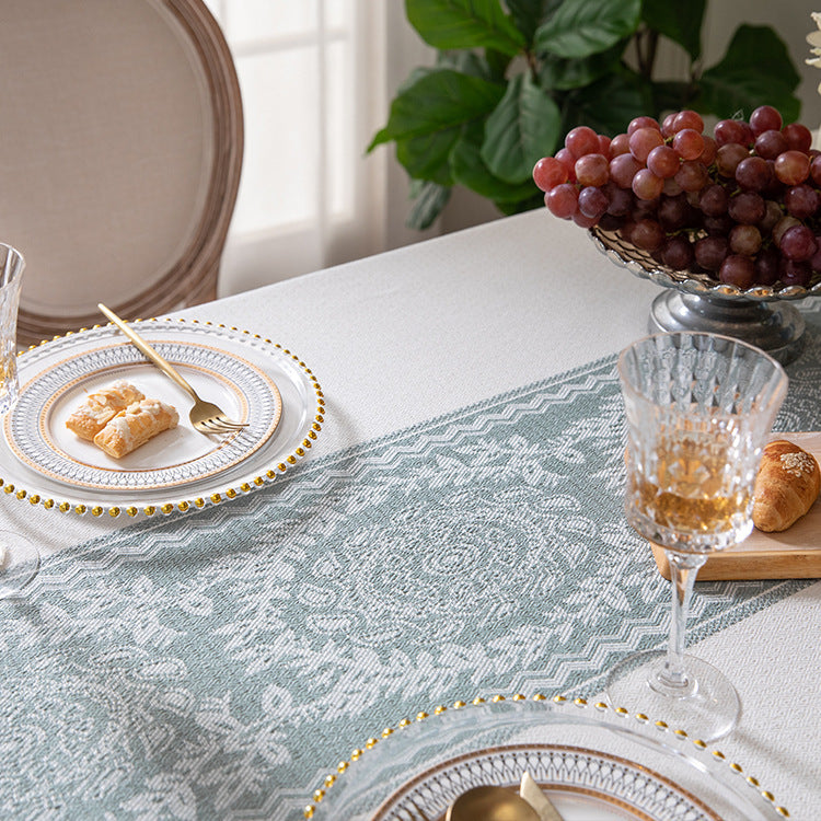Jacquard Vintage Floral Tassel Tablecloth Rectangular Coffee Table Cloth