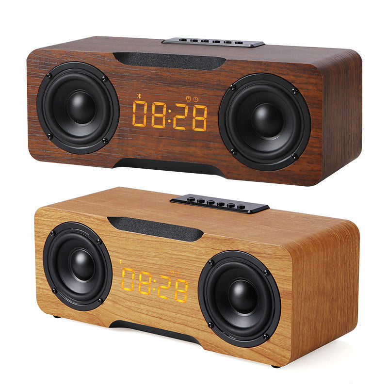 Haut-parleur Bluetooth Horloge en bois, prise en charge de la fonction carte TF/clé USB, haut-parleur de bureau à domicile