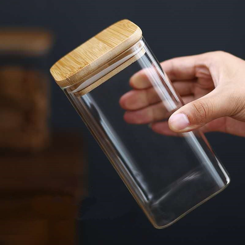 Réservoir de stockage en verre carré pour assaisonnement