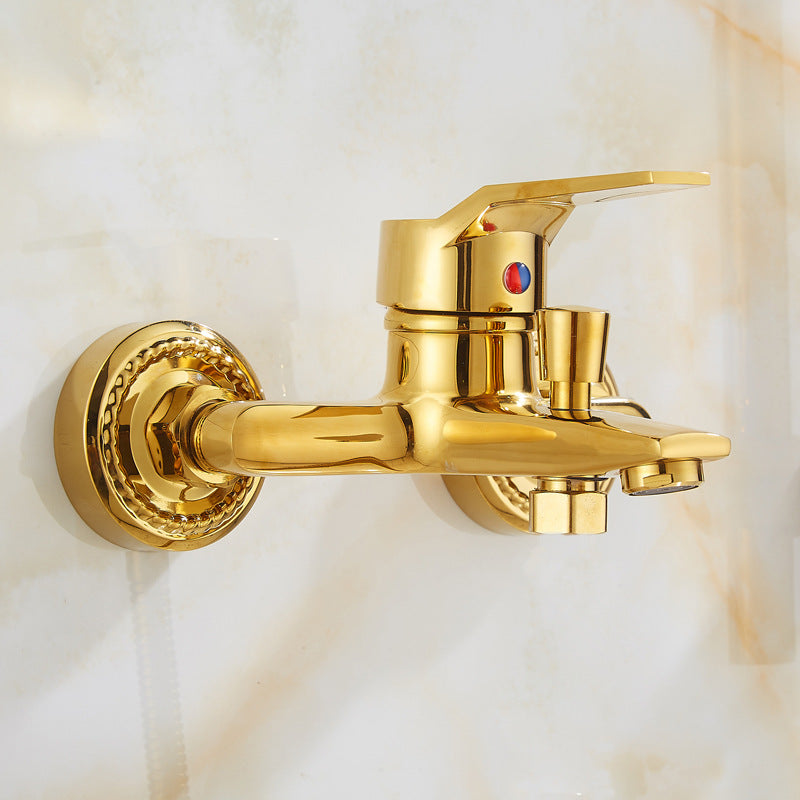 Gold Full Copper Bathtub Hot And Cold Faucet Shower Set