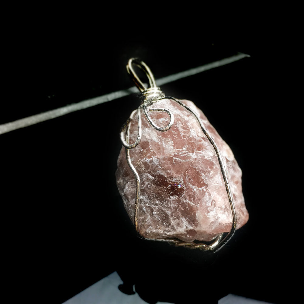 Natural Crystal Agate Rough Stone Pendant Irregular Winding