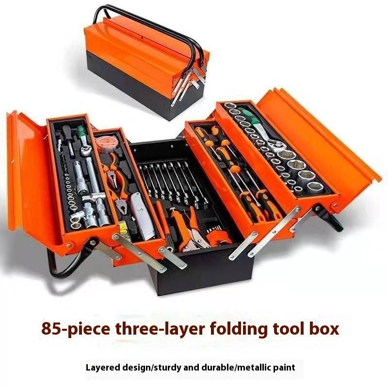 Kit de réparation automobile 85 pièces Grande boîte à outils à trois niveaux