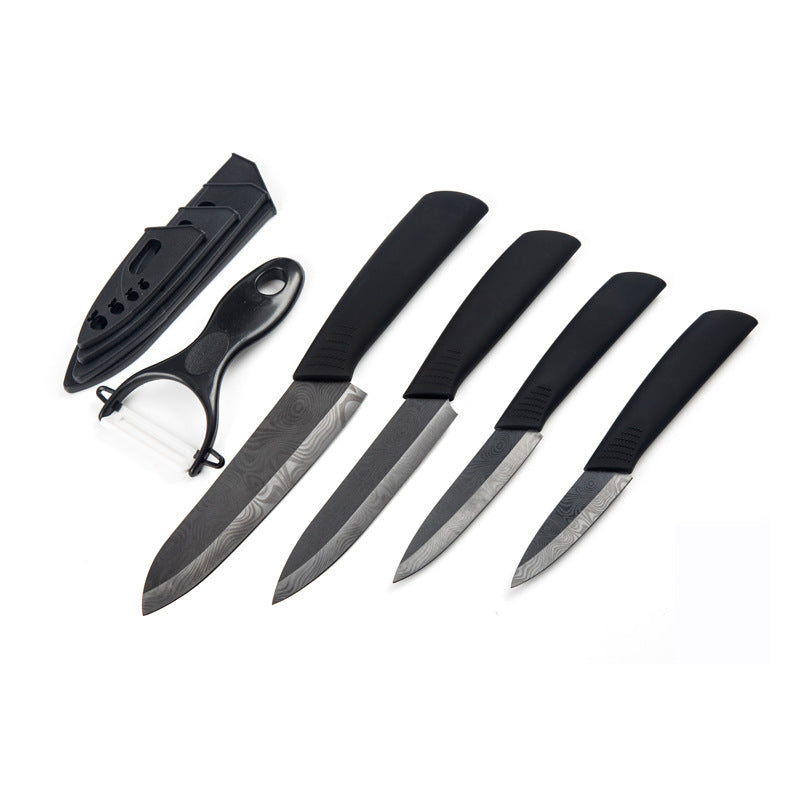 Damascus pattern slicing knife