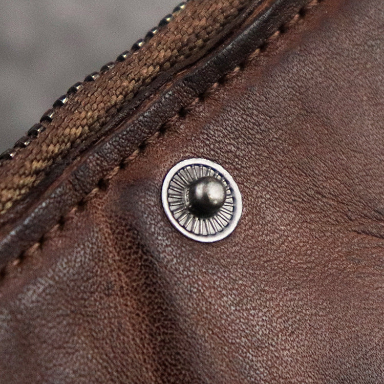Vegetable tanned leather zipper wallet