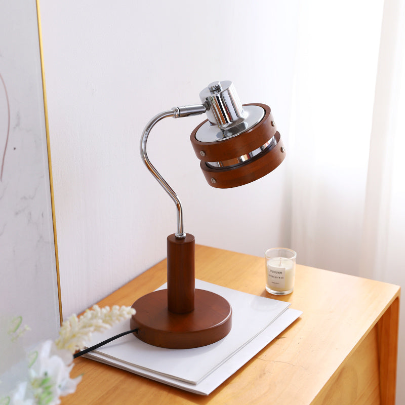 Lampe de table rétro couleur noyer français mi-antique ambiance haut de gamme pour salon