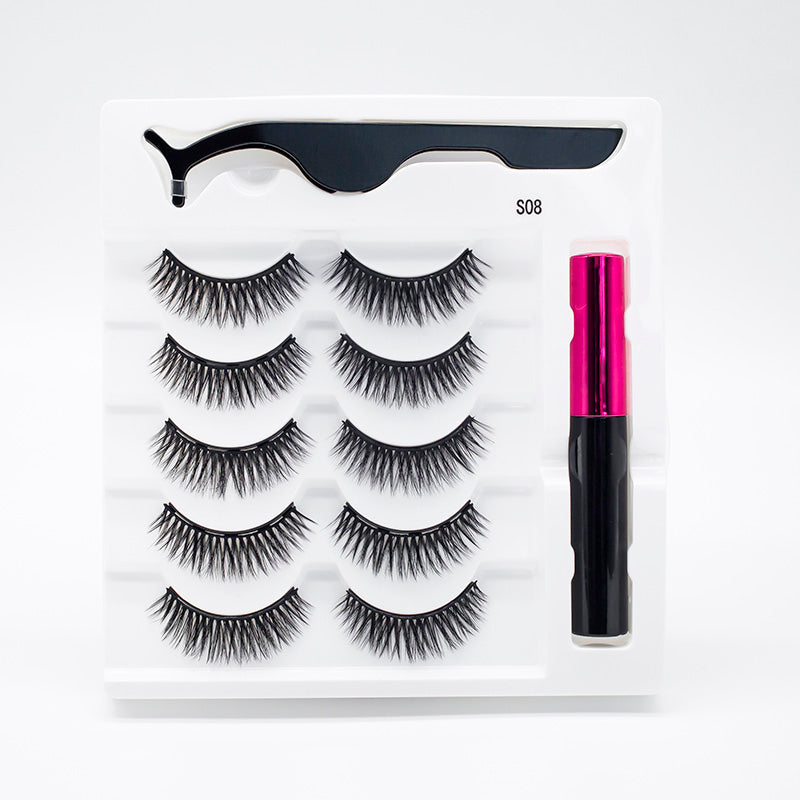 Five Pairs Of Thick Magnetic False Eyelashes Set