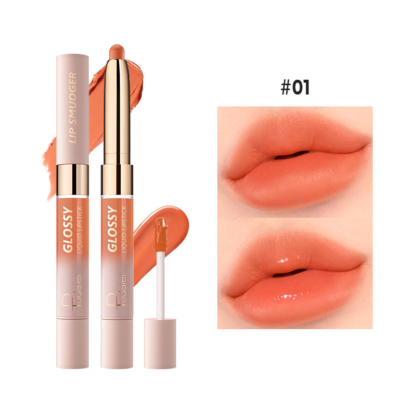 Brillant à lèvres mat 10 couleurs, double-tête, rouge bouche