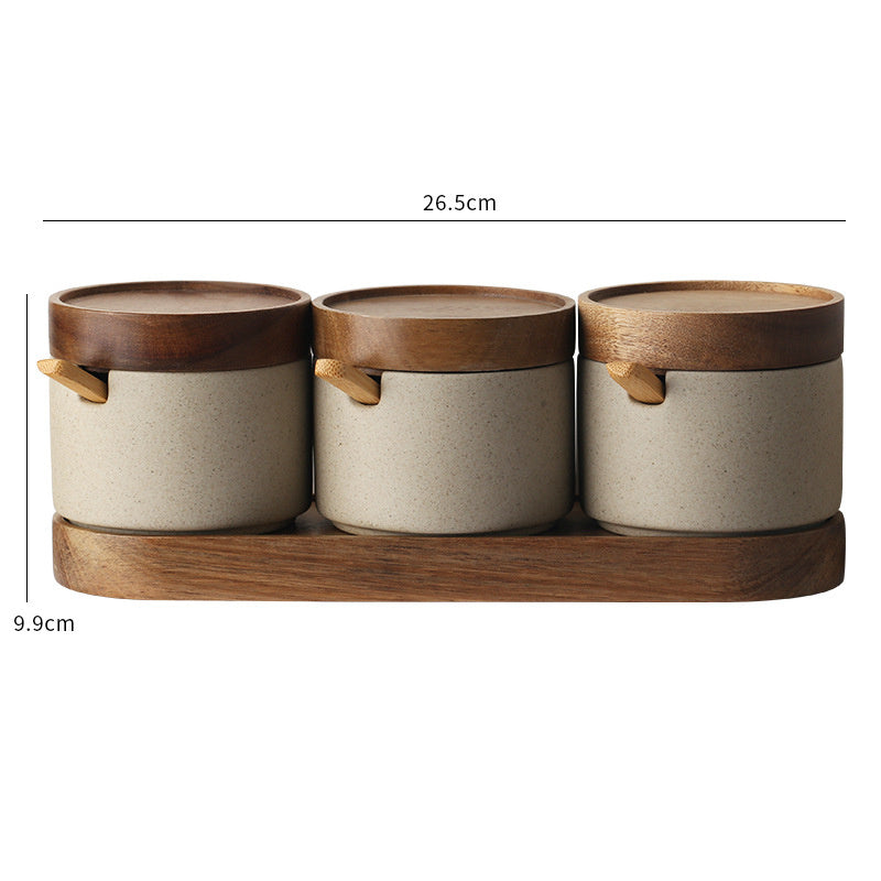 Vintage Seasoning Jar Ceramic Three-piece Set